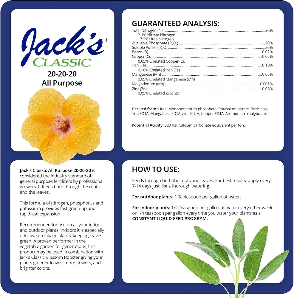 Jack's Classic 20-20-20 All Purpose Water-Soluble Plant Food with Micronutrients 4lbs - Image 2