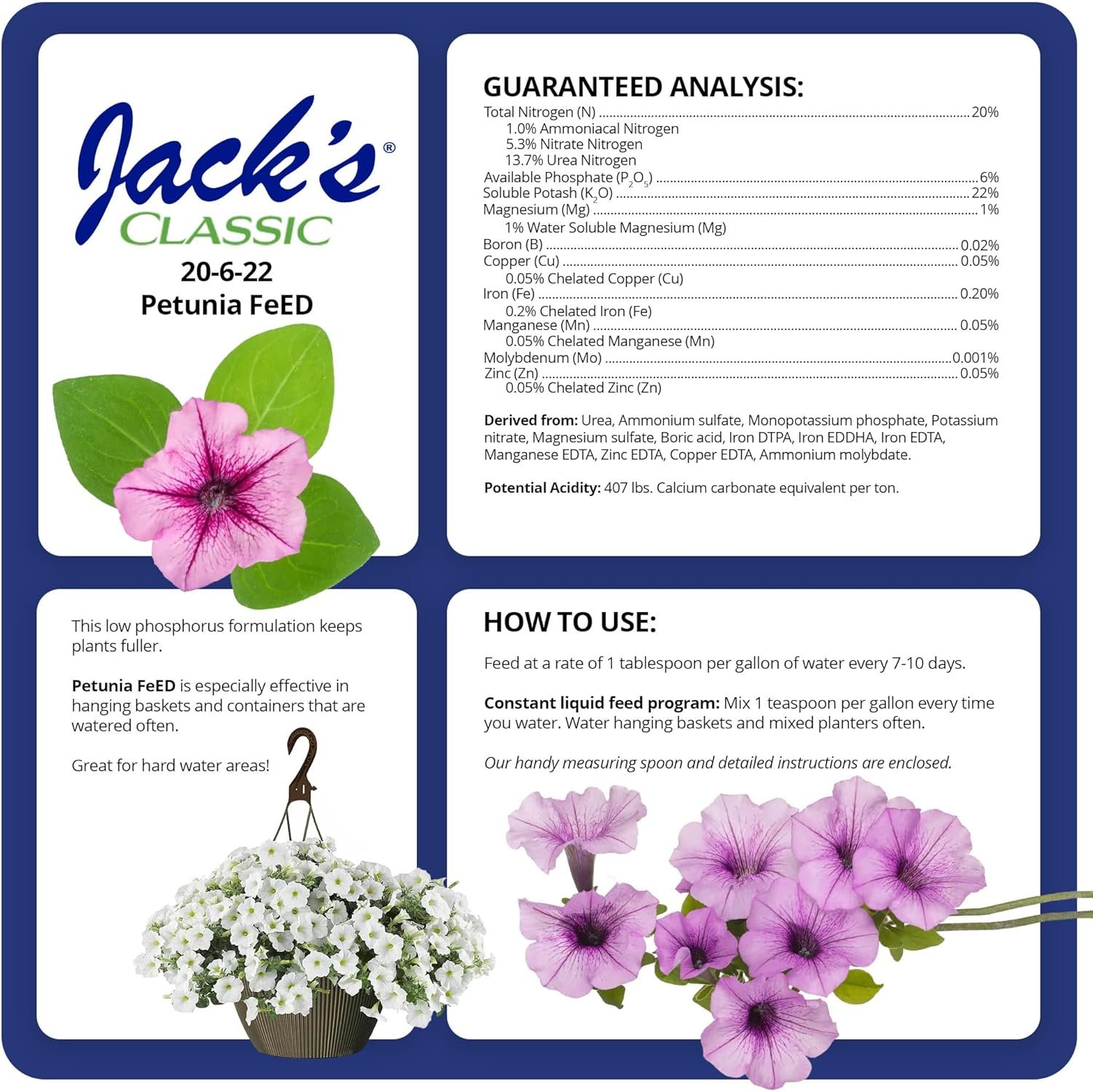 Jack's Classic 20-6-22 Petunia FeED Water Soluble Plant Food with Micronutrients 1.5 lbs - Image 2