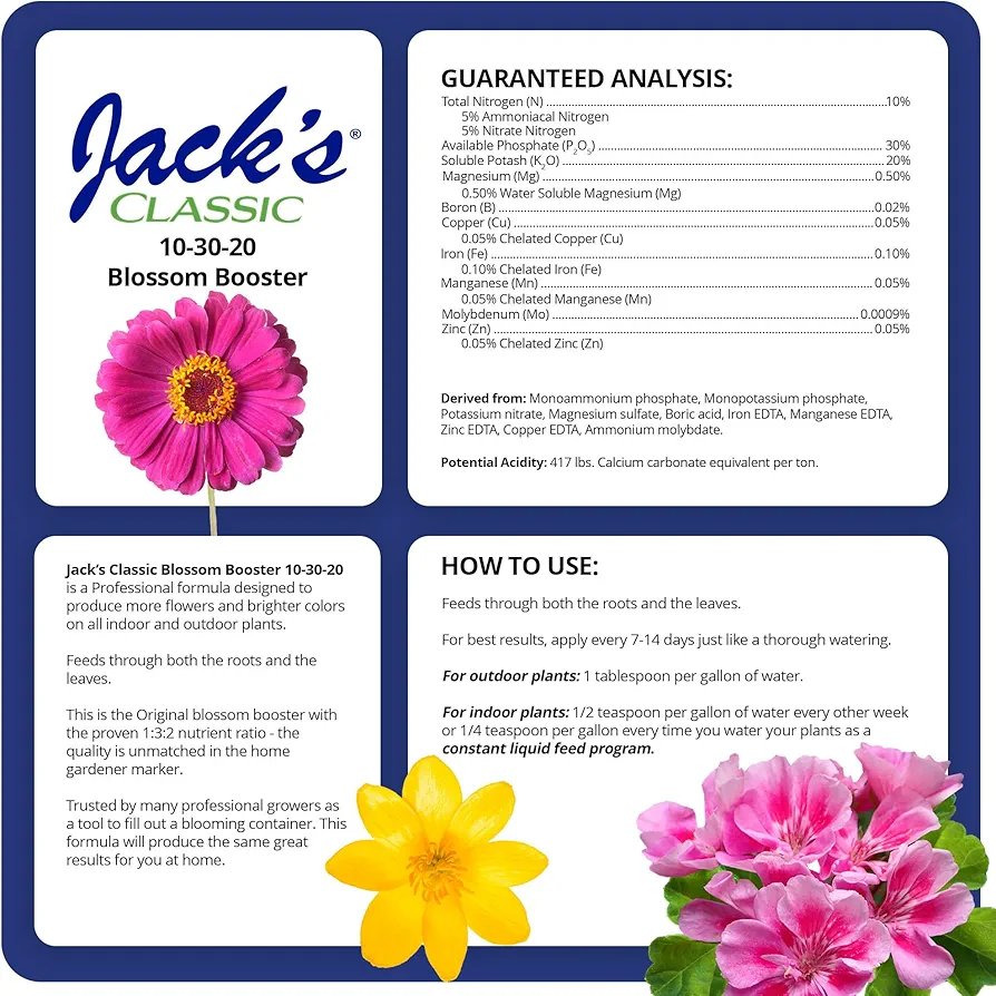 Jack's Classic 10-30-20 Blossom Booster Water Soluble Plant Food with Micronutrients 4 lbs - Image 2