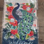 Garden Flag Floral Peacock Linen