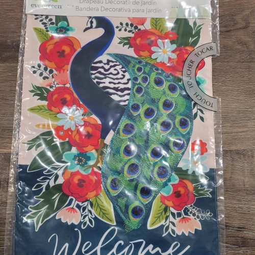 Garden Flag Floral Peacock Linen