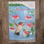 Garden Flag Hummingbird and Flowers Lustre