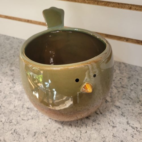 Green Chubby Bird Ceramic Planter