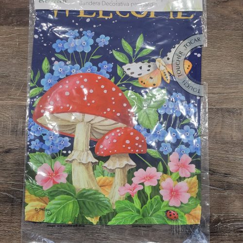 Garden Flag Welcome Mushroom Suede