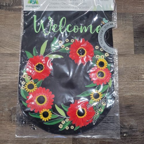 Garden Flag Welcome Wreath Applique