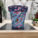 15″ Zest Pot Watercolor Birds
