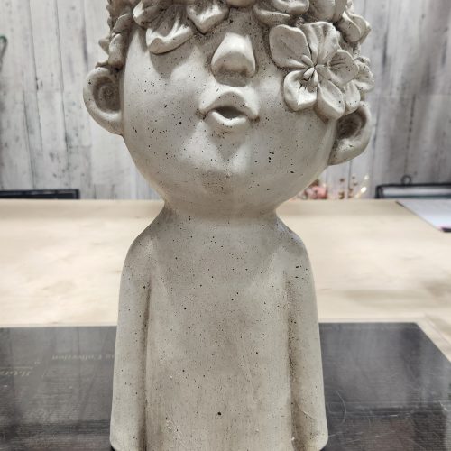 Planter Boy with Crown of Flowers