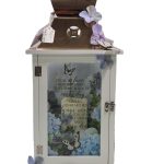 Butterfly Lantern W/Blue Flowers