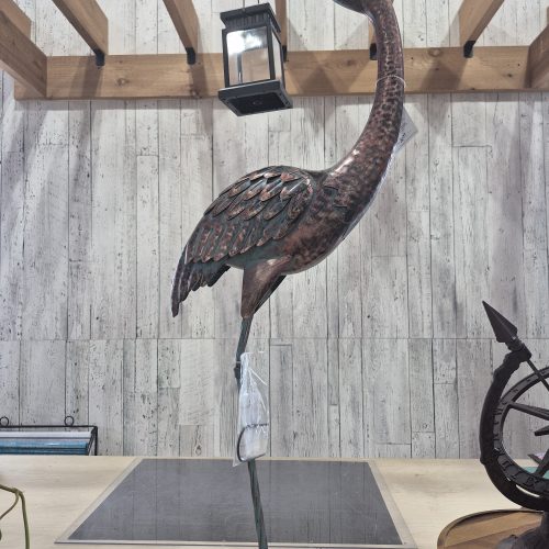 33″ Metal Crane With Solar Lantern