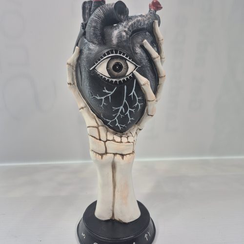 Black Heart Skull Hand Planter