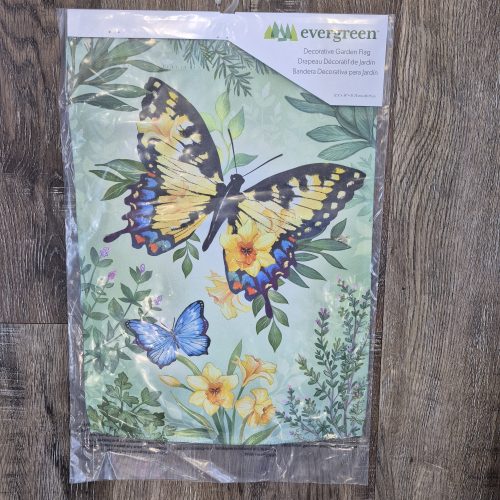 Garden Flag Pollinator Garden Green & Yellow Florals Monarch Butterfly