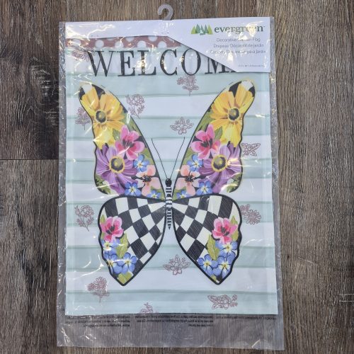 Garden Flag Courtly Check Butterfly
