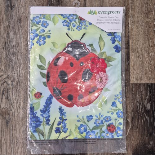 Garden Flag Pollinator Garden Blue Florals Ladybug