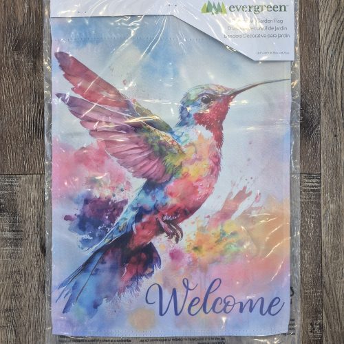 Garden Flag Watercolor Hummingbird